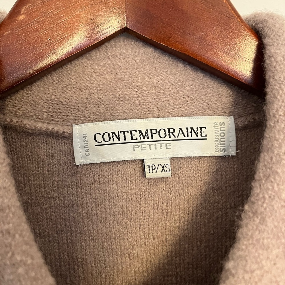 La Contemporaine 100% Wool Taupe Collared Cardigan Jacket XS - Picture 5 of 6